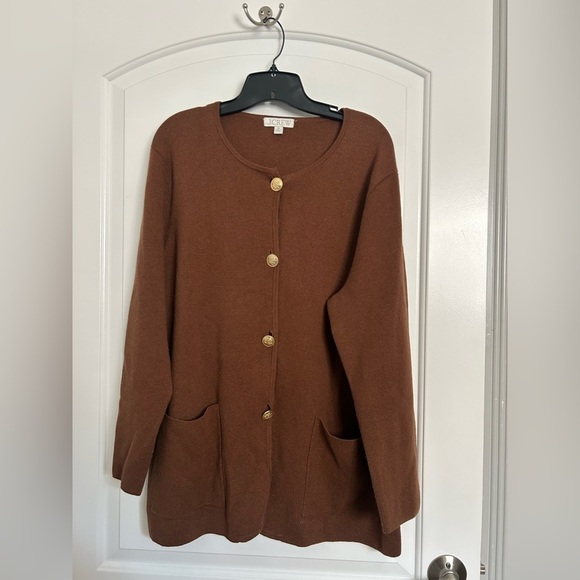 J.Crew Giselle V-Neck Sweater-Blazer Heather Walnut Size Extra Large Preppy 90s - Picture 2 of 12